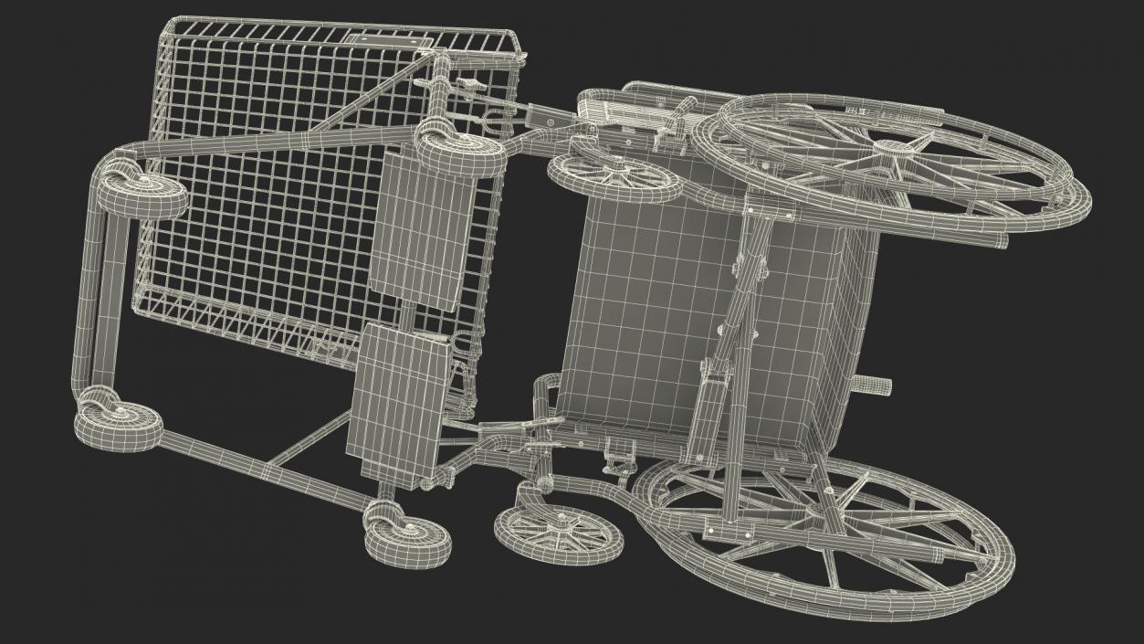 3D Wheelchair with Disabled Persons Shopping Cart