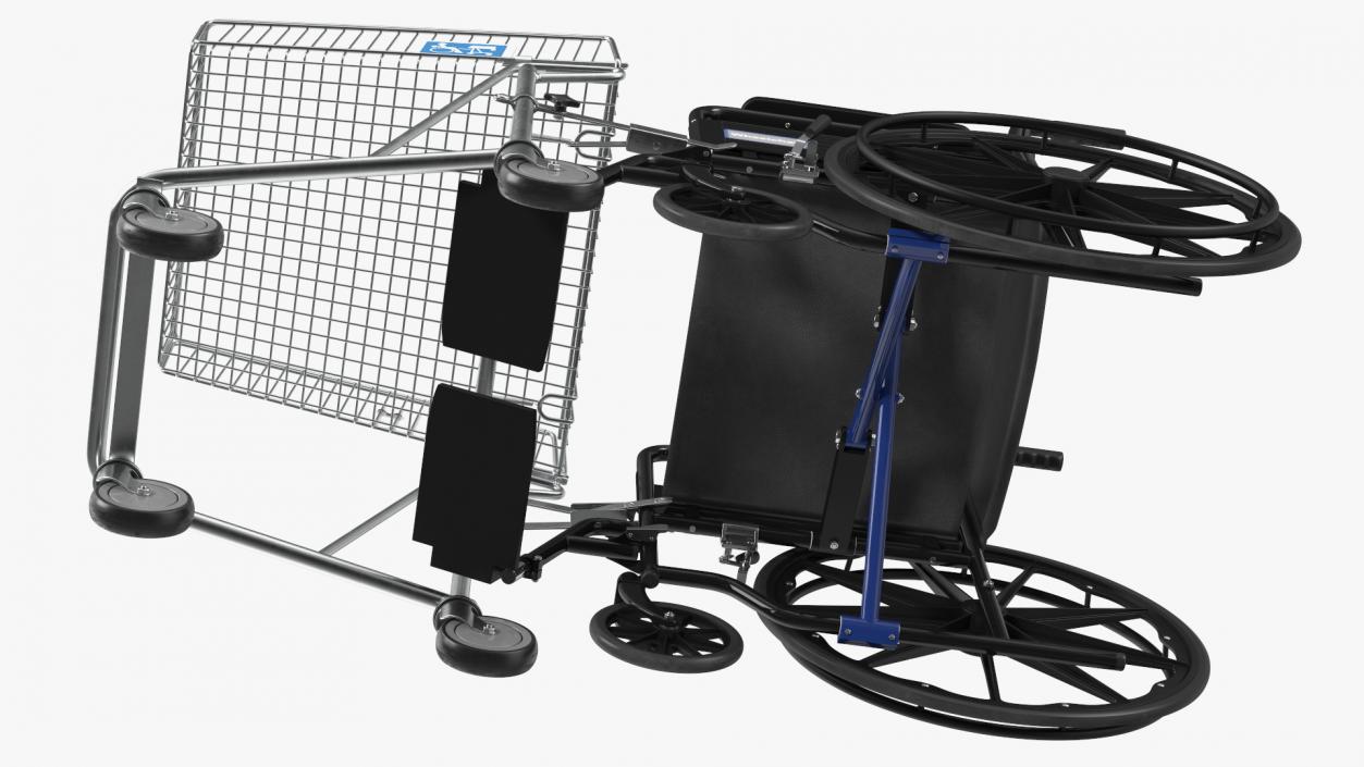 3D Wheelchair with Disabled Persons Shopping Cart