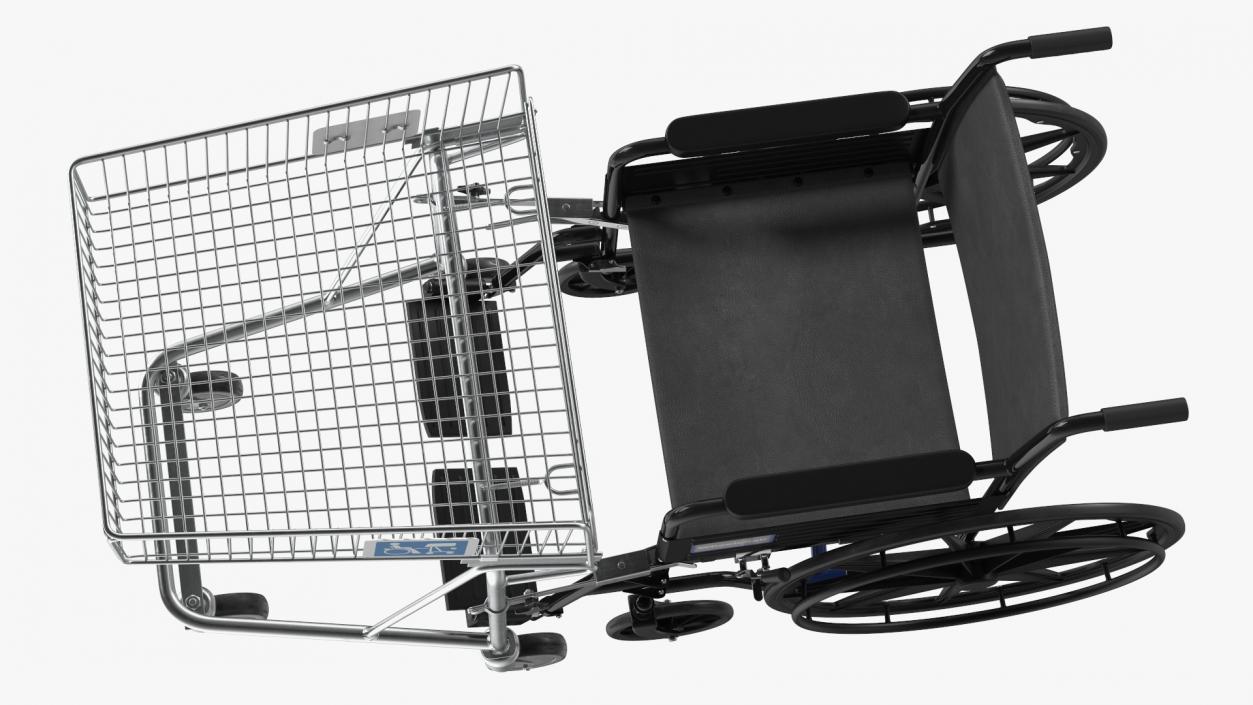 3D Wheelchair with Disabled Persons Shopping Cart