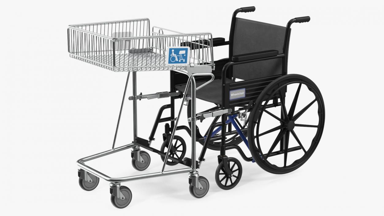 3D Wheelchair with Disabled Persons Shopping Cart