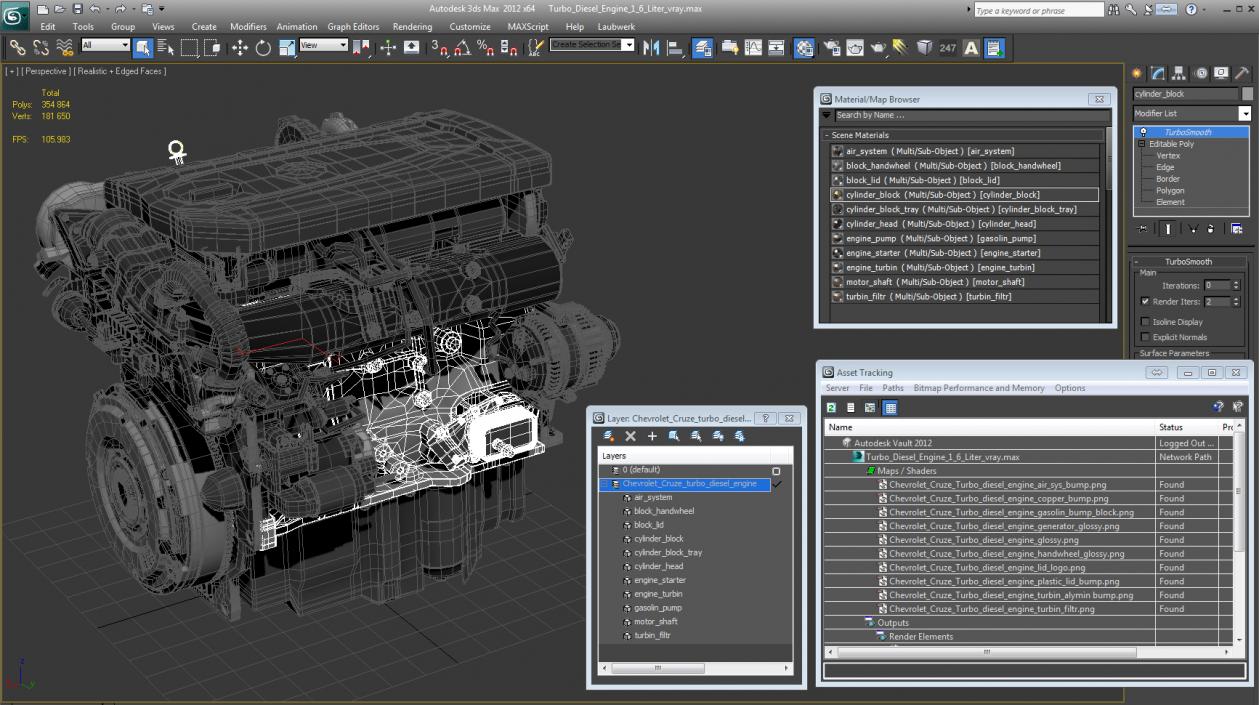 Turbo Diesel Engine 1.6 Liter 3D model