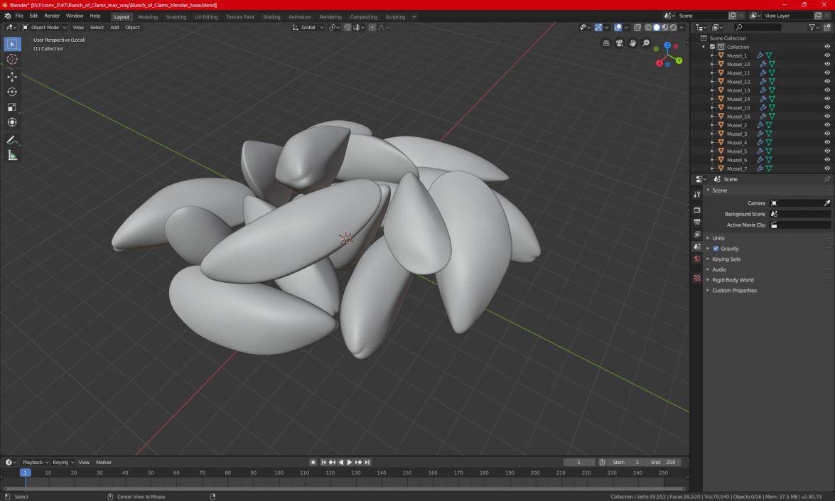 Bunch of Clams 3D model