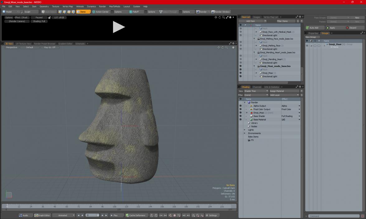 Emoji Moai 2 3D