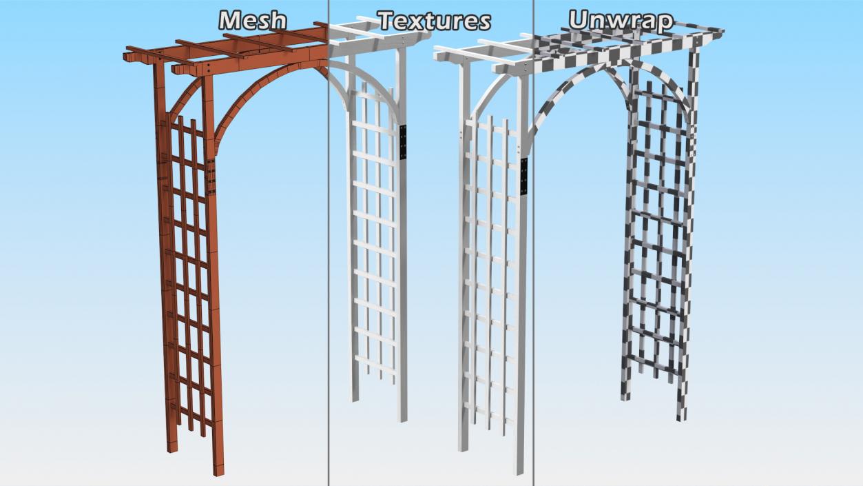 Wooden Garden Arch White 3D model