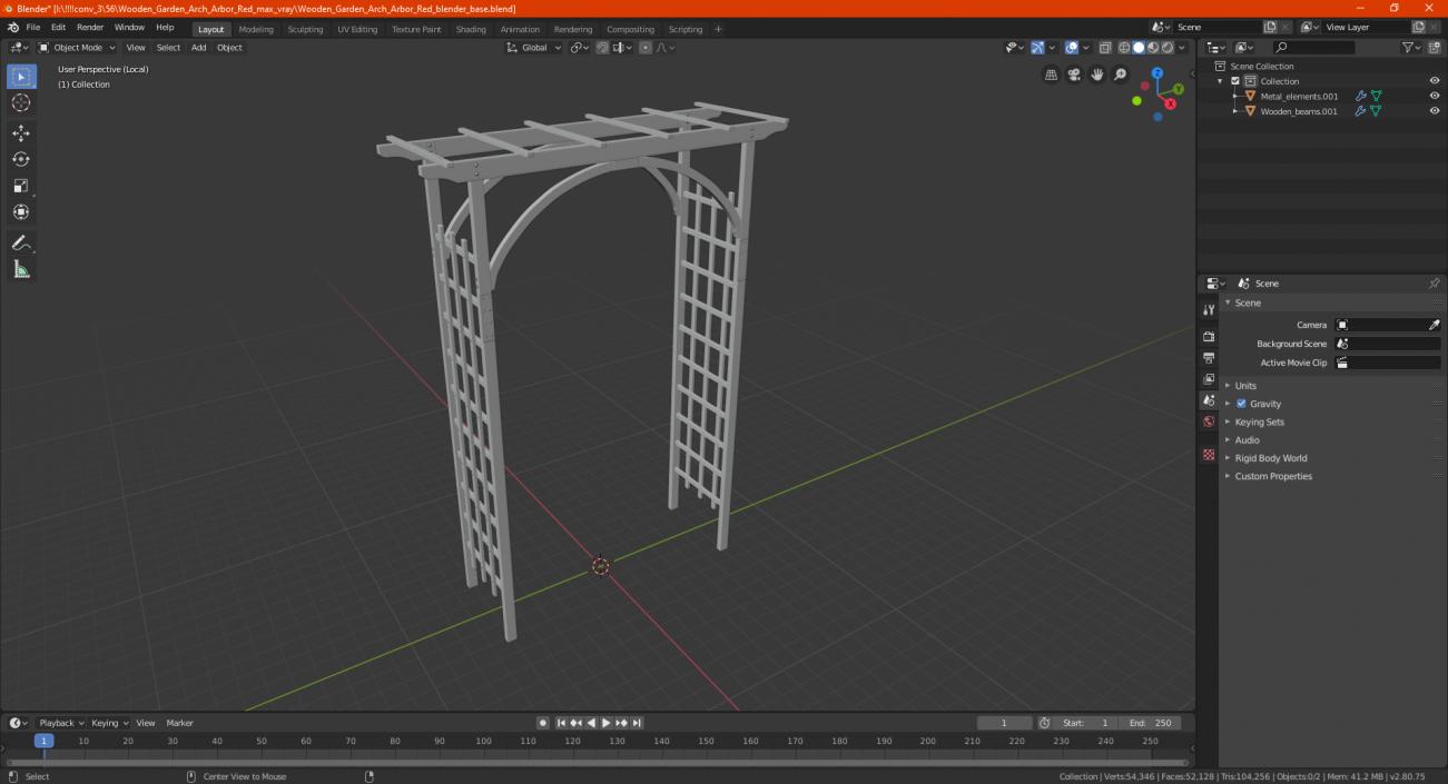 Wooden Garden Arch White 3D model