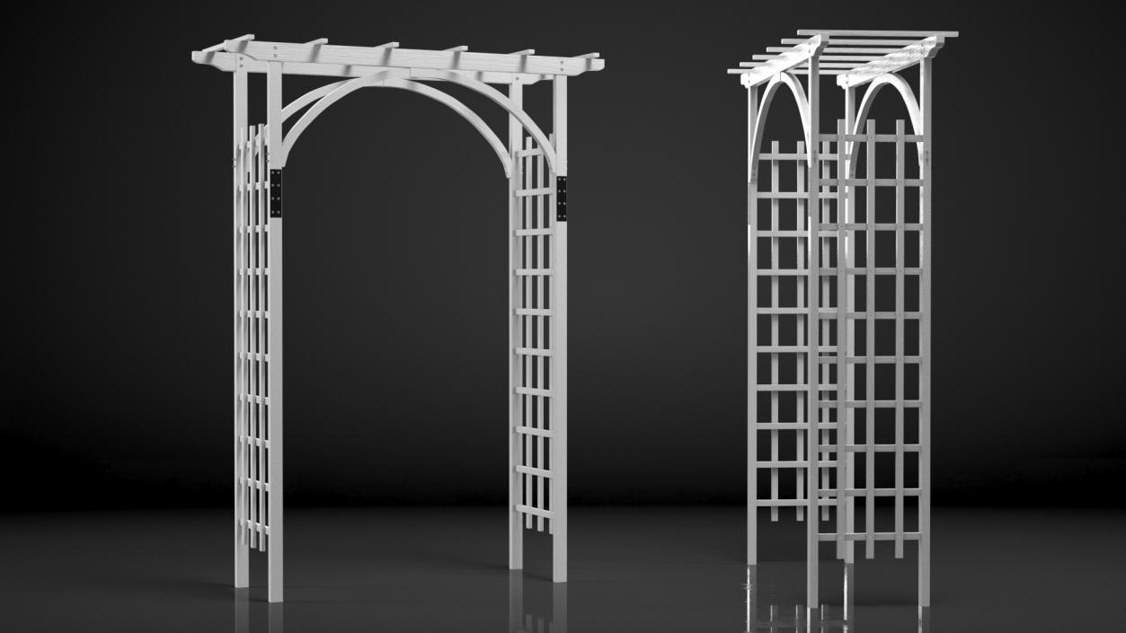 Wooden Garden Arch White 3D model