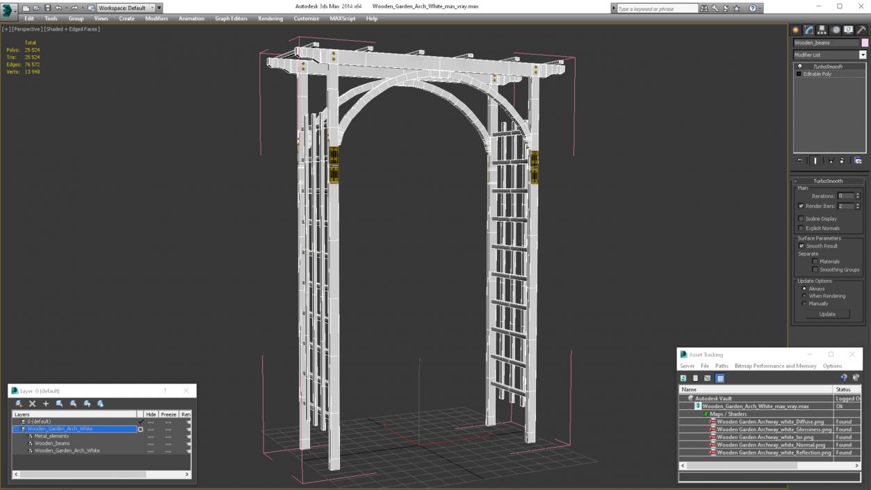 Wooden Garden Arch White 3D model