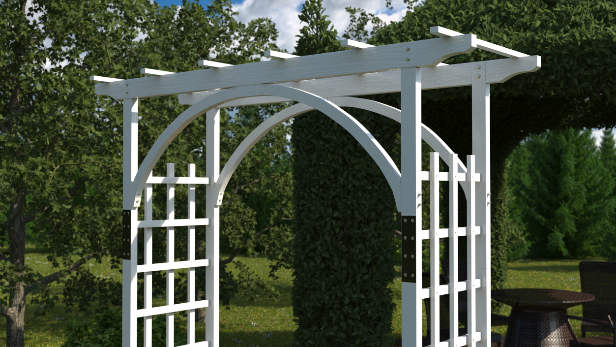 Wooden Garden Arch White 3D model