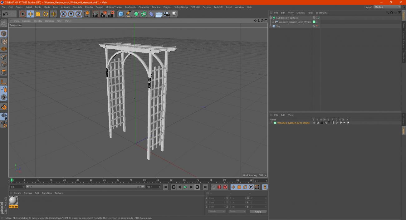 Wooden Garden Arch White 3D model