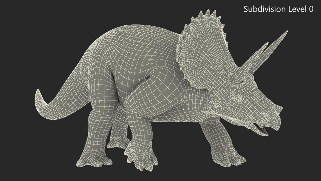 3D Triceratops Fossil Walking Pose with Transparent Skin model