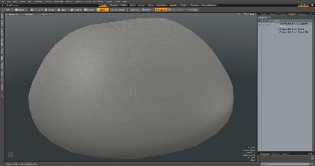 3D Textured Full Breast Implant model