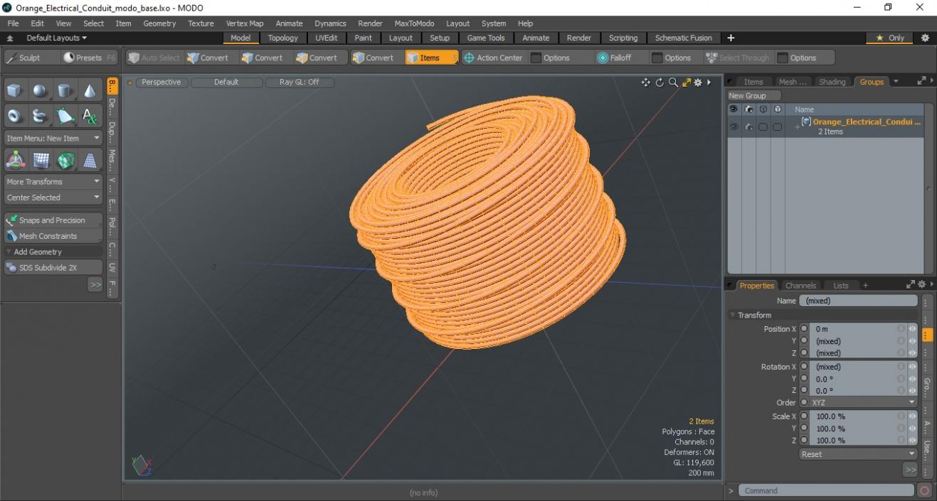 3D model Orange Electrical Conduit