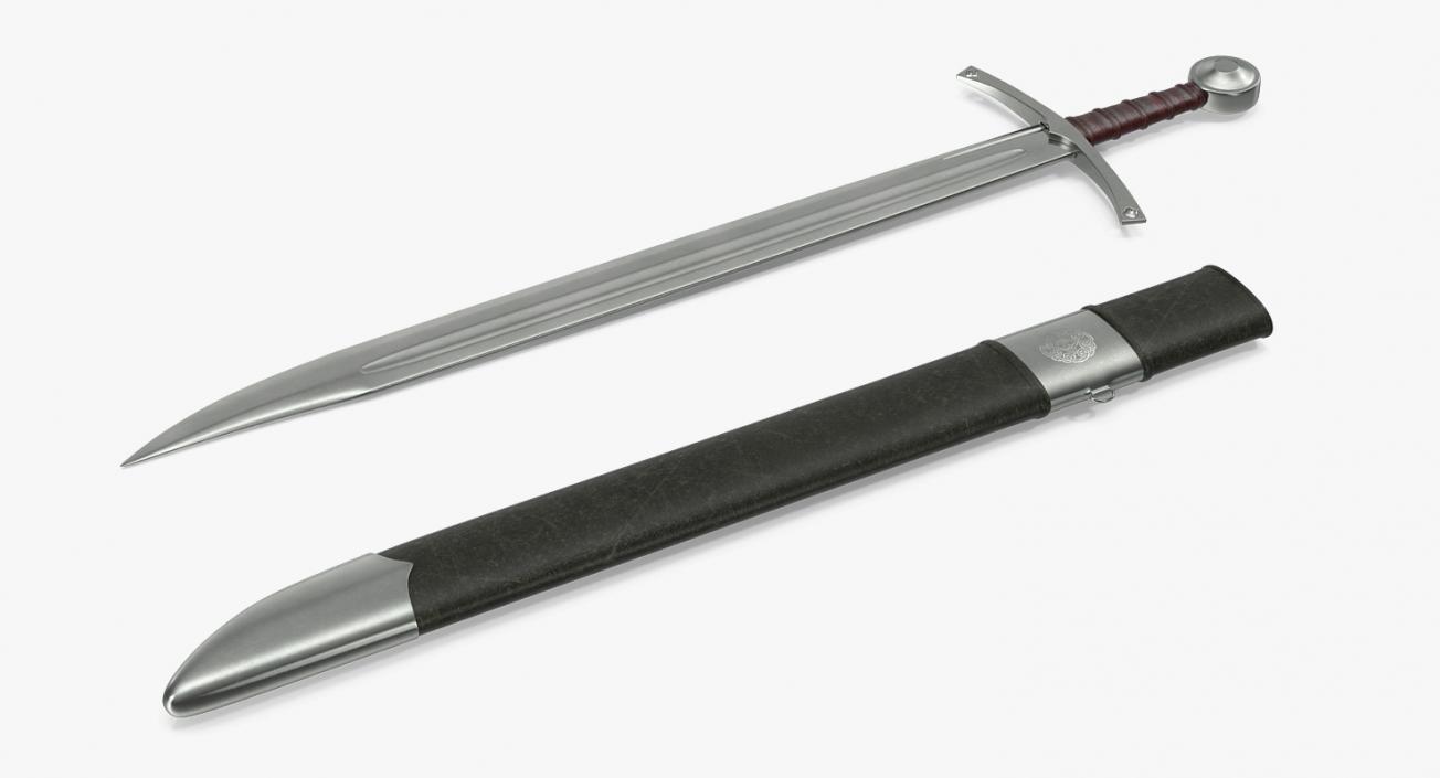 3D Falchion Sword with Sheath