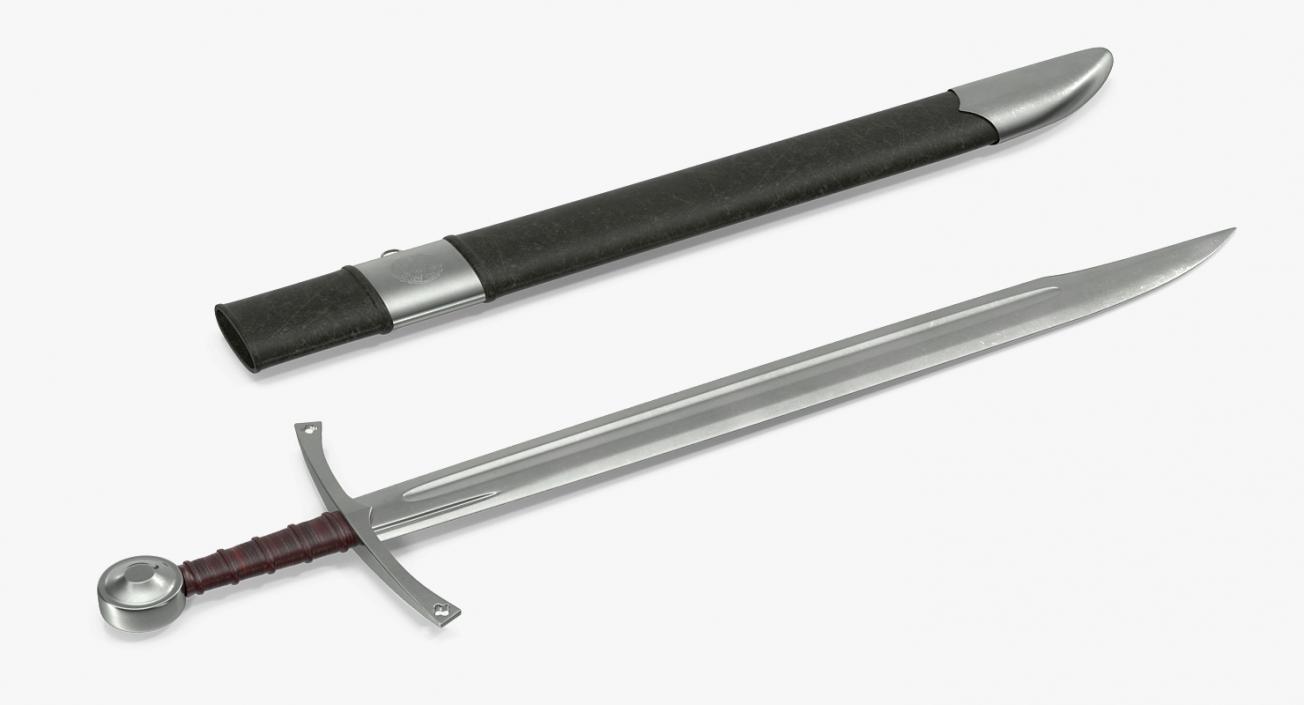 3D Falchion Sword with Sheath