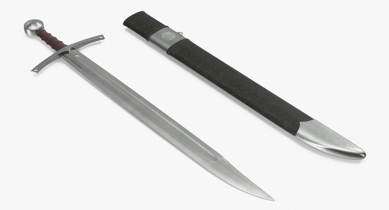 3D Falchion Sword with Sheath