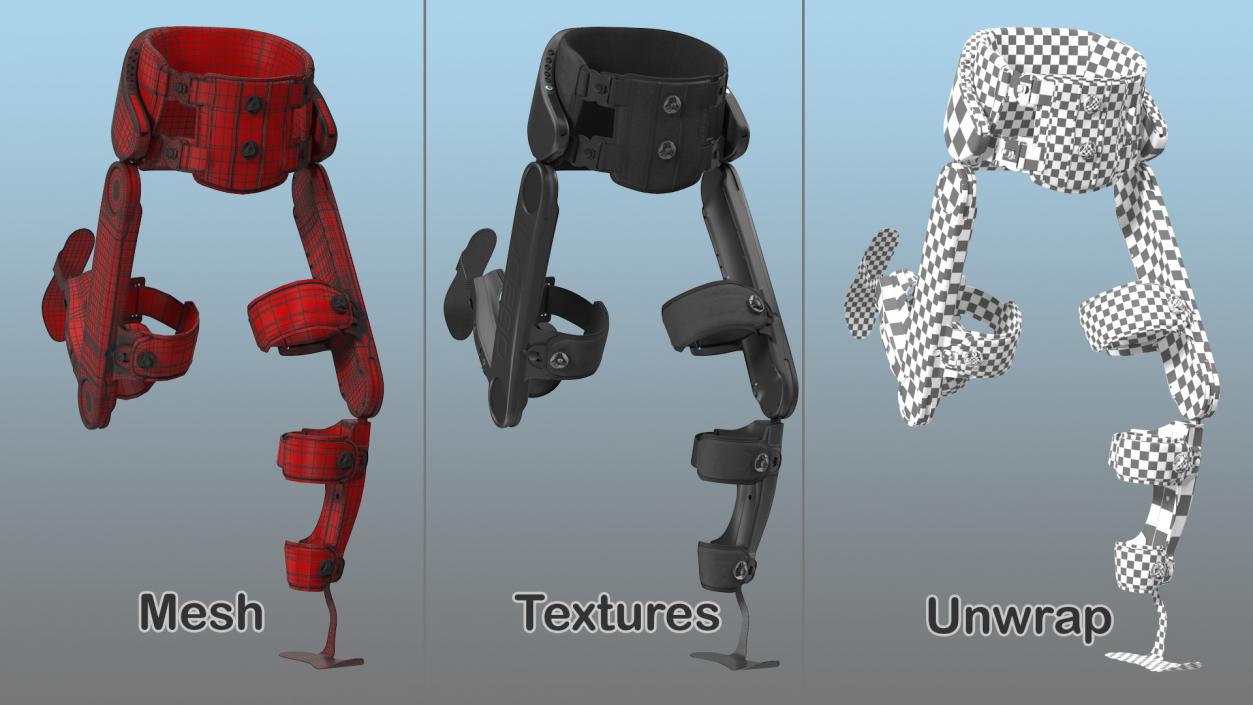 3D model Rehabilitation Exoskeleton Indego Rigged