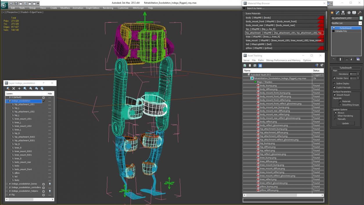 3D model Rehabilitation Exoskeleton Indego Rigged