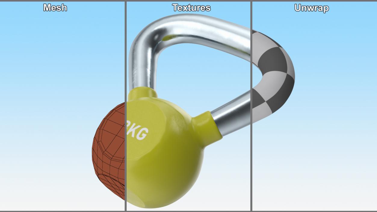 Fitness Vinyl Coated Kettlebell Weight 8kg 3D