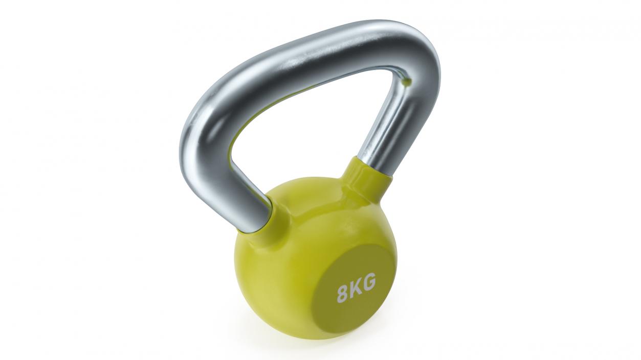 Fitness Vinyl Coated Kettlebell Weight 8kg 3D