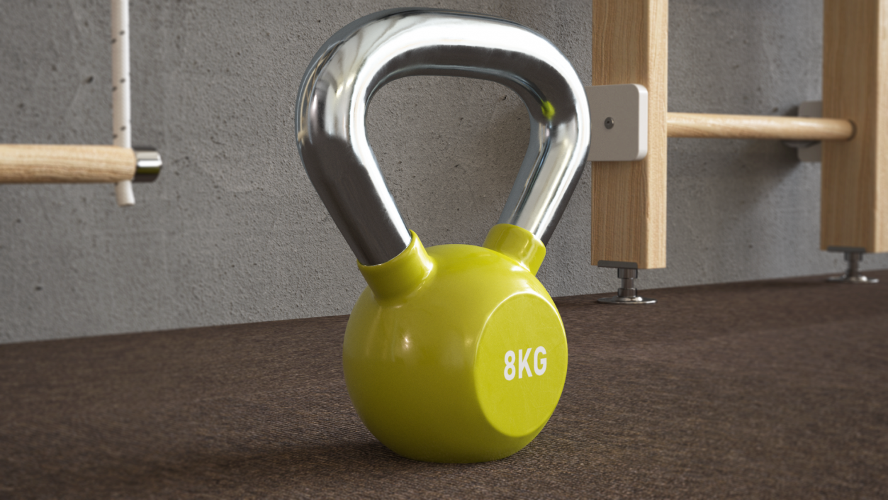 Fitness Vinyl Coated Kettlebell Weight 8kg 3D