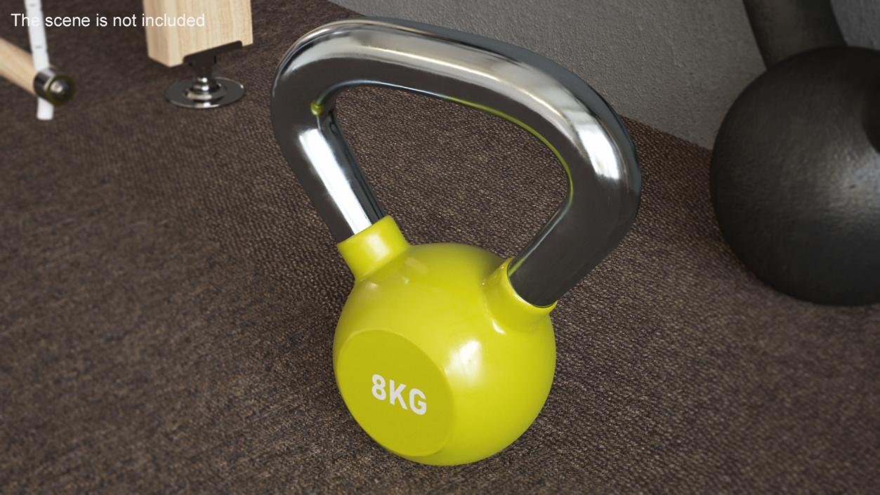 Fitness Vinyl Coated Kettlebell Weight 8kg 3D