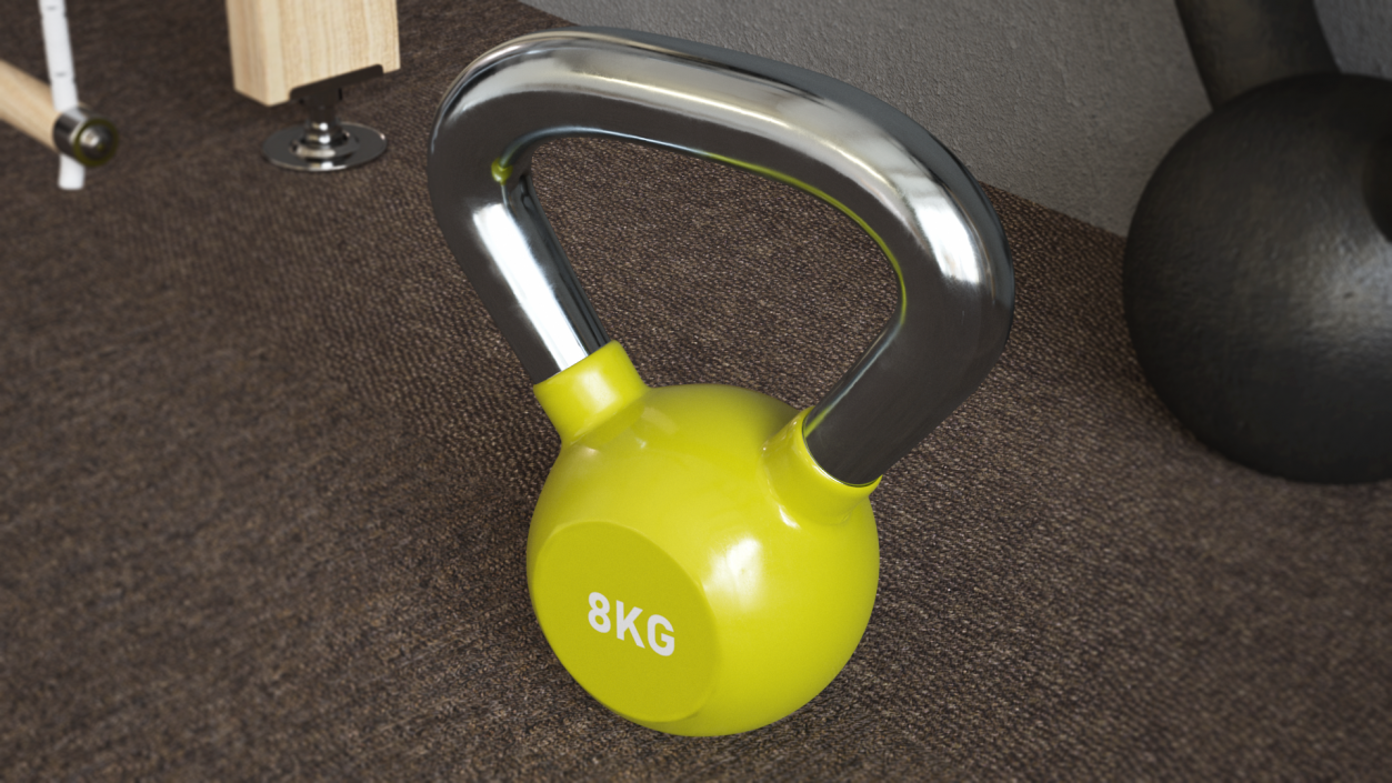 Fitness Vinyl Coated Kettlebell Weight 8kg 3D