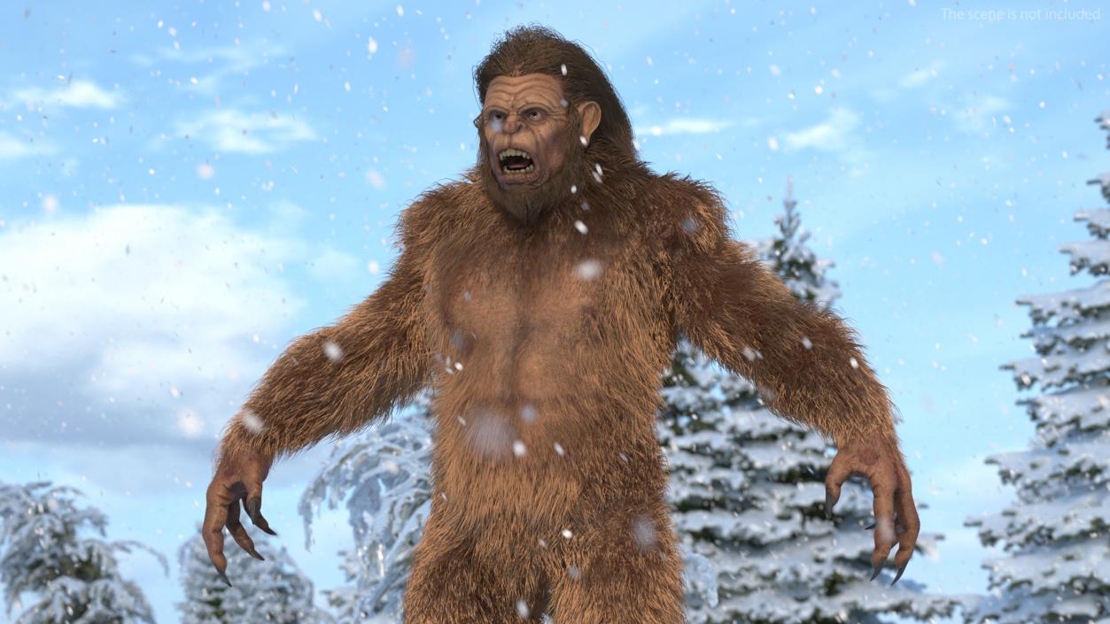 3D Mythical Creature Bigfoot A-pose Fur