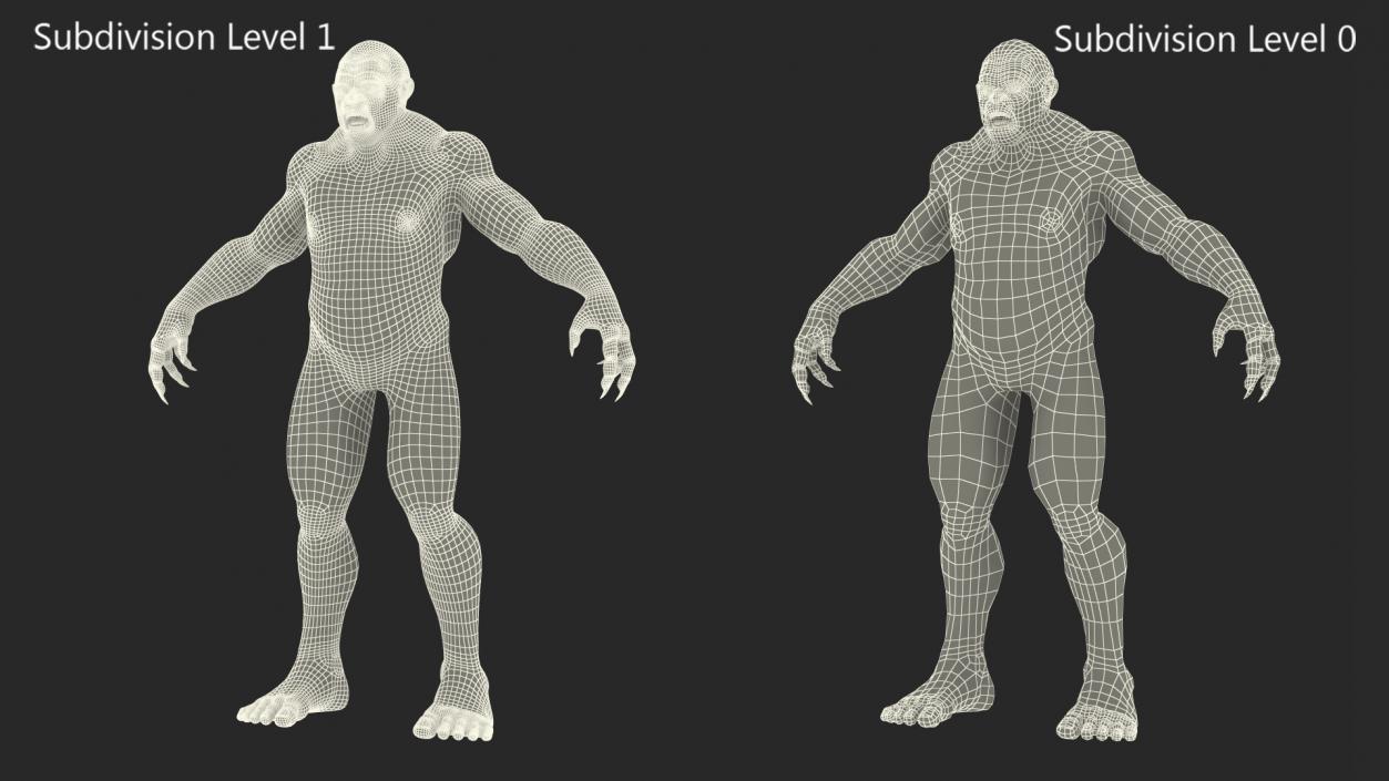 3D Mythical Creature Bigfoot A-pose Fur