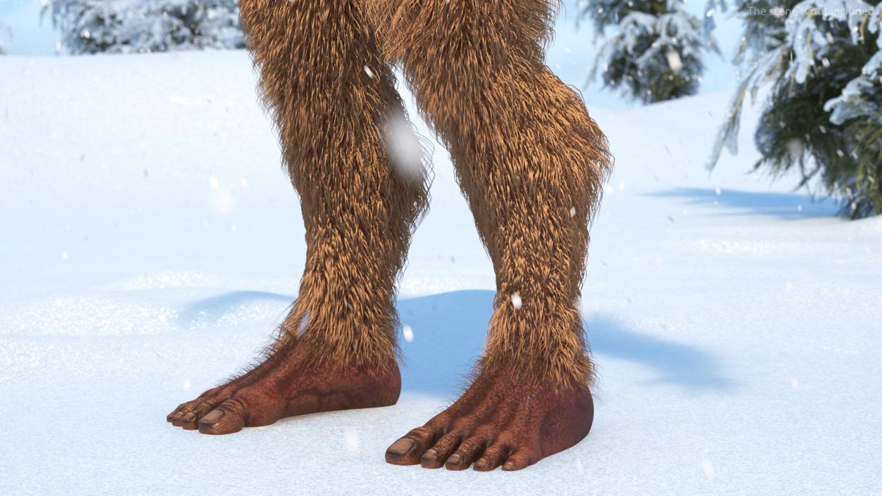 3D Mythical Creature Bigfoot A-pose Fur