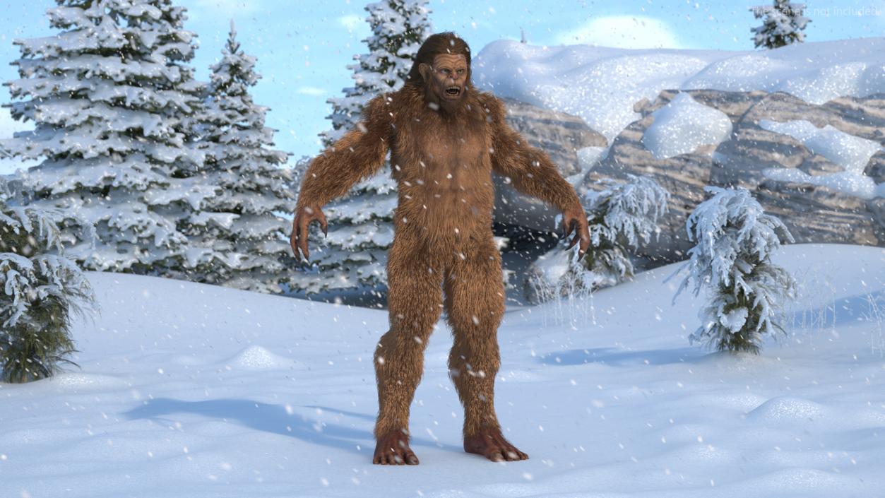 3D Mythical Creature Bigfoot A-pose Fur