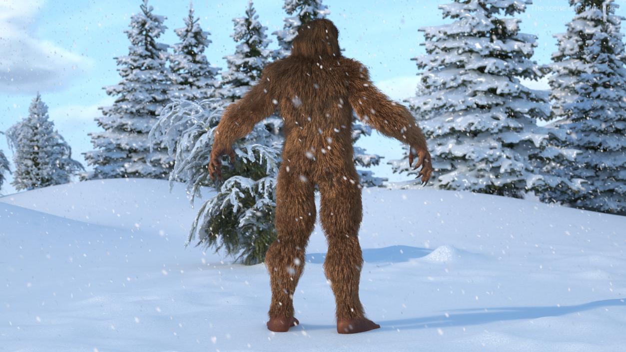 3D Mythical Creature Bigfoot A-pose Fur