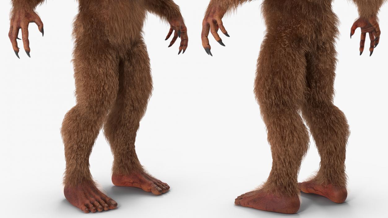 3D Mythical Creature Bigfoot A-pose Fur