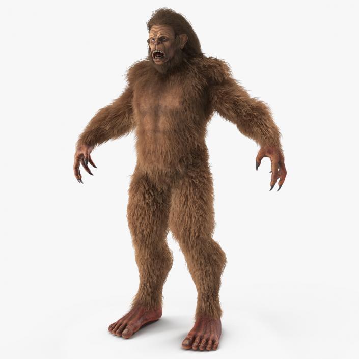 3D Mythical Creature Bigfoot A-pose Fur