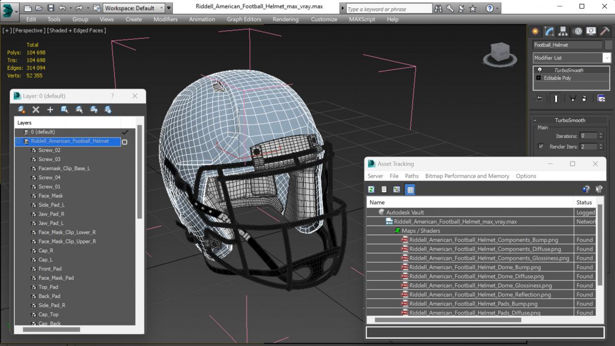 Riddell American Football Helmet 3D