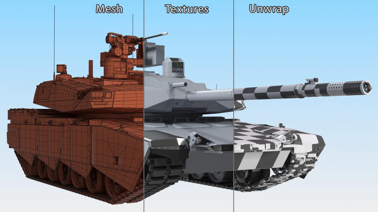 3D Tank Abrams X Grey model