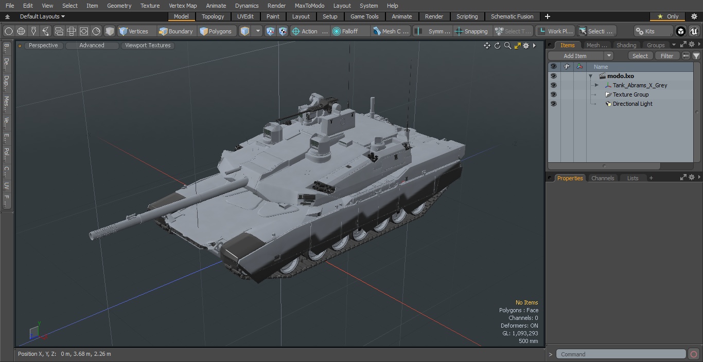 3D Tank Abrams X Grey model