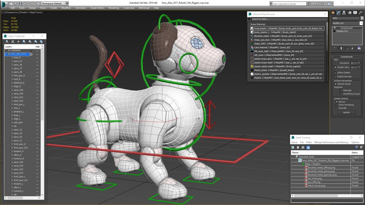 3D Sony Aibo 2017 Robotic Pet Rigged model