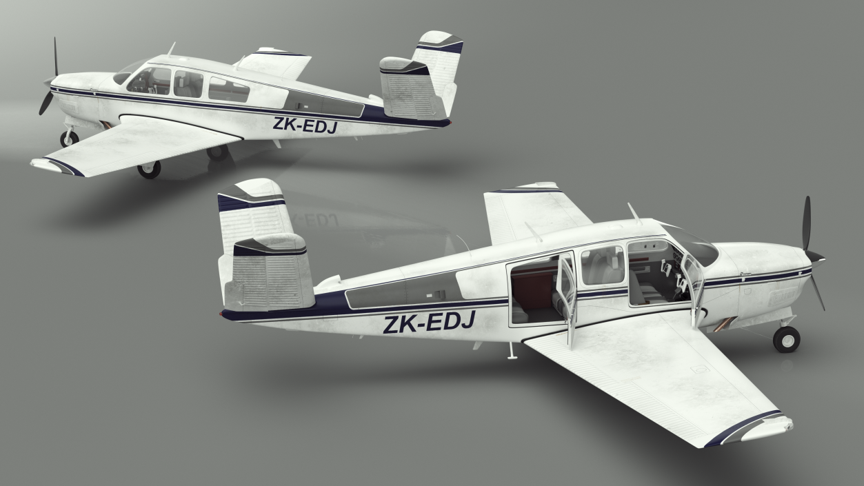 3D Propeller Aircraft Beechcraft Bonanza S35