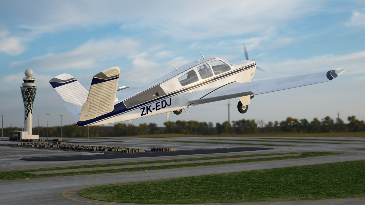 3D Propeller Aircraft Beechcraft Bonanza S35