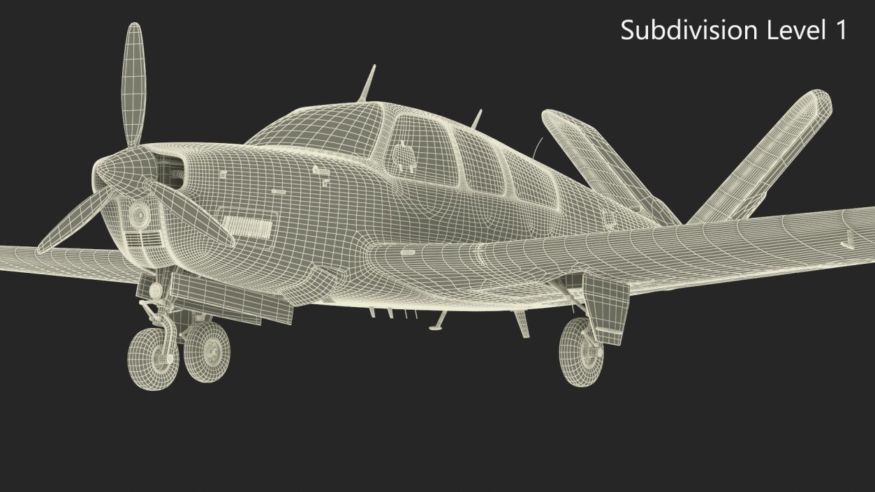 3D Propeller Aircraft Beechcraft Bonanza S35