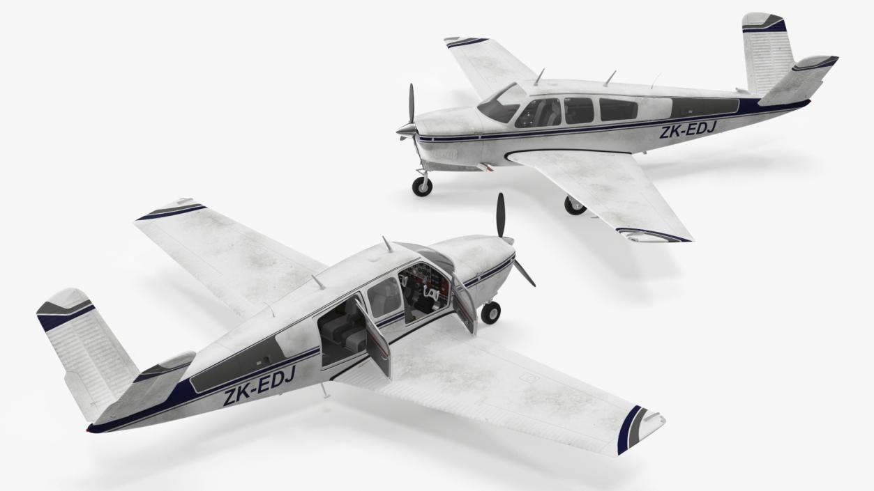 3D Propeller Aircraft Beechcraft Bonanza S35