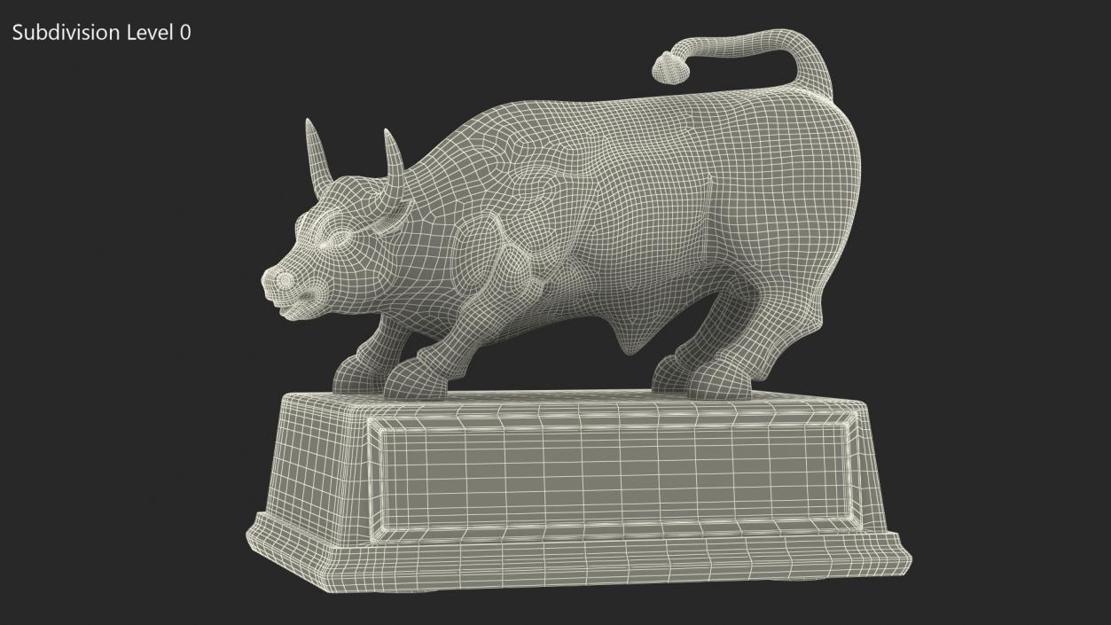 3D Wall Street Bull on Pedestal model