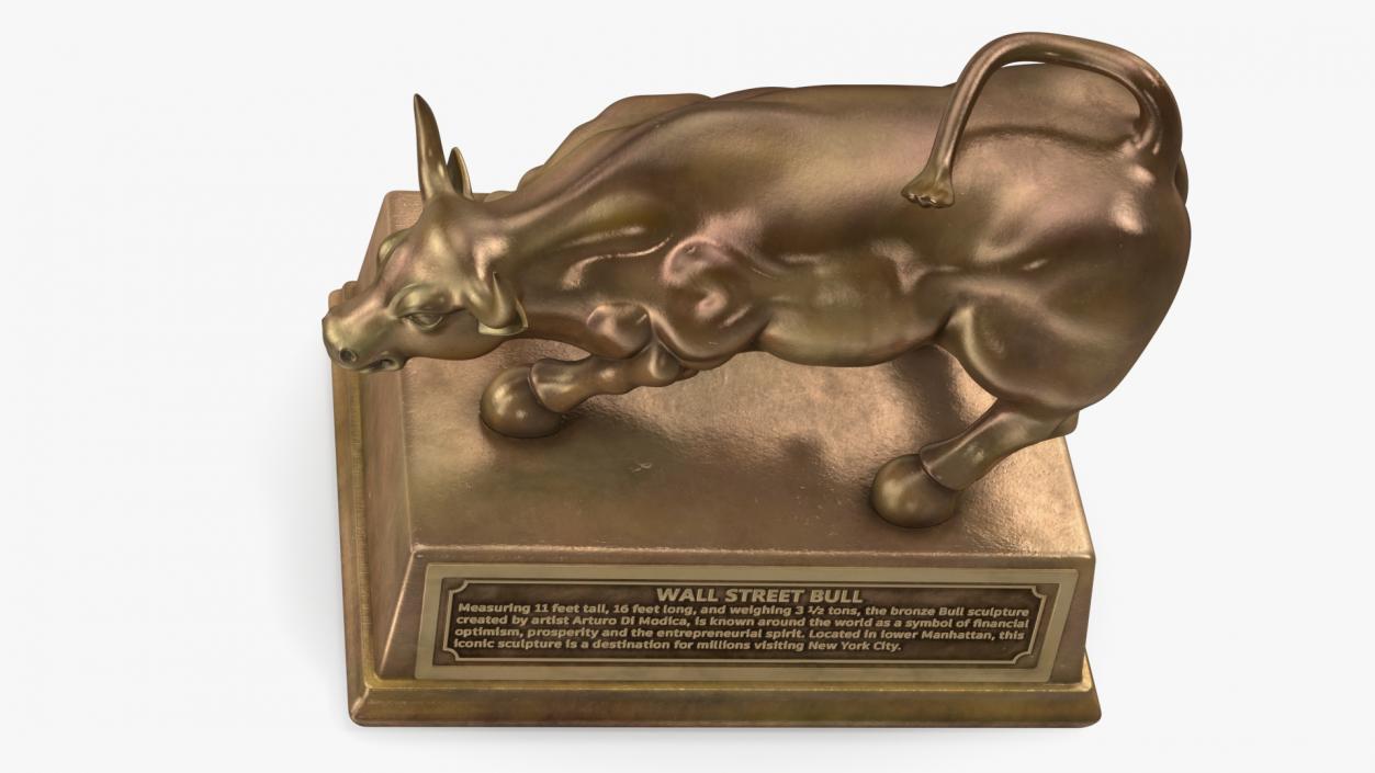 3D Wall Street Bull on Pedestal model