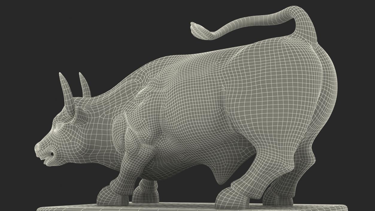 3D Wall Street Bull on Pedestal model