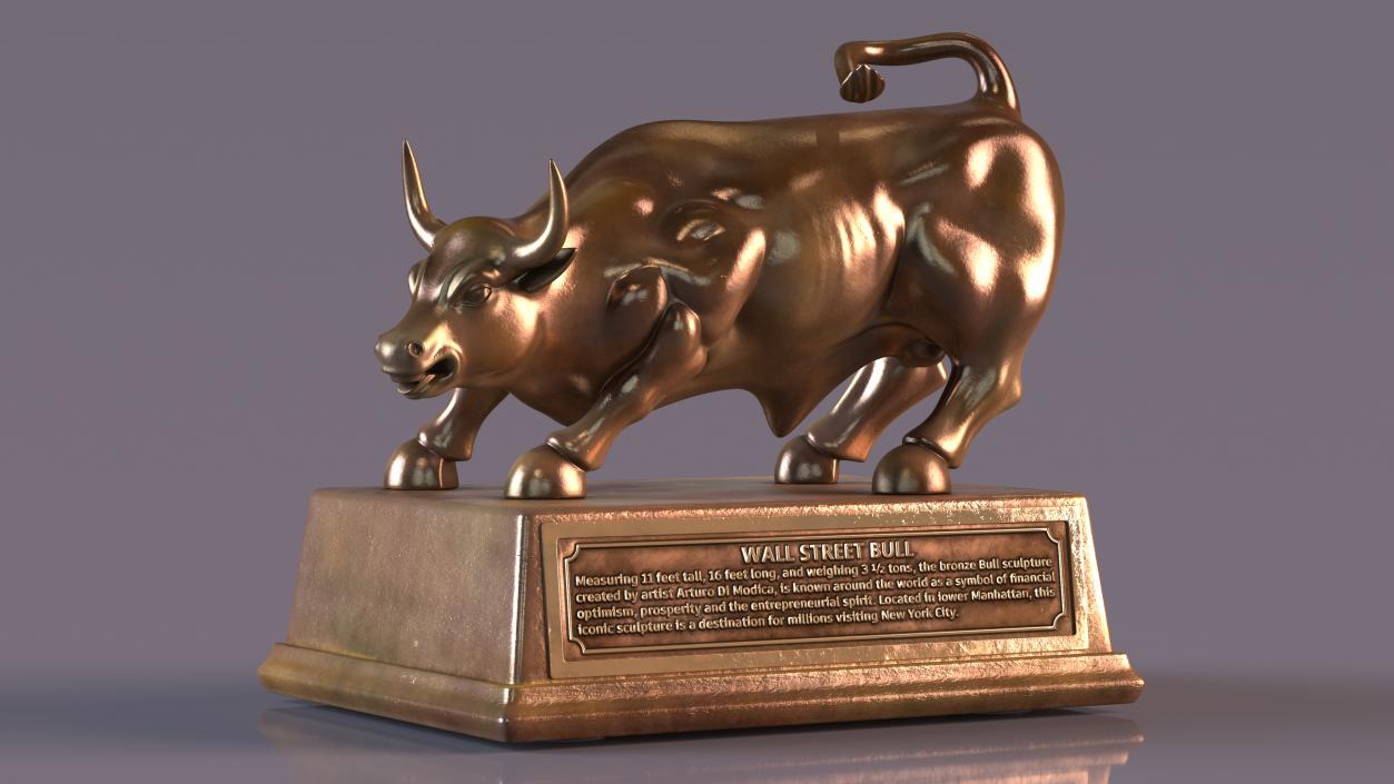 3D Wall Street Bull on Pedestal model