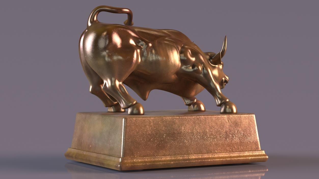 3D Wall Street Bull on Pedestal model