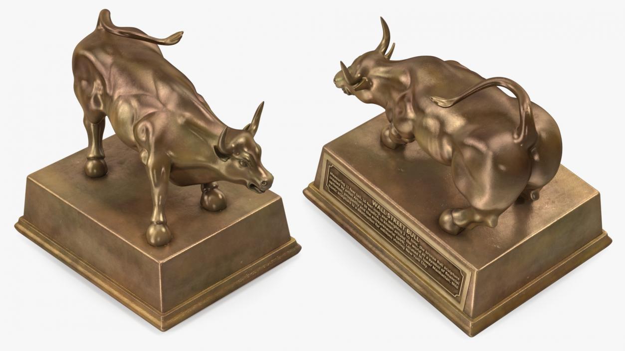 3D Wall Street Bull on Pedestal model