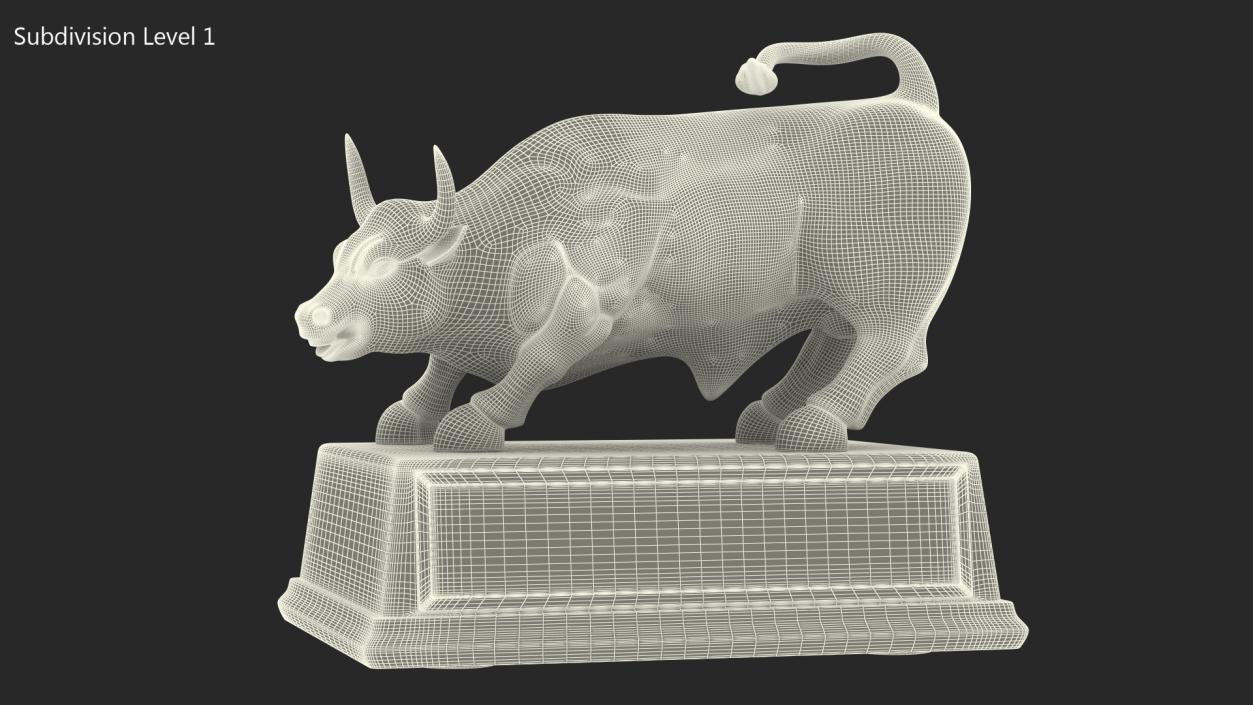 3D Wall Street Bull on Pedestal model