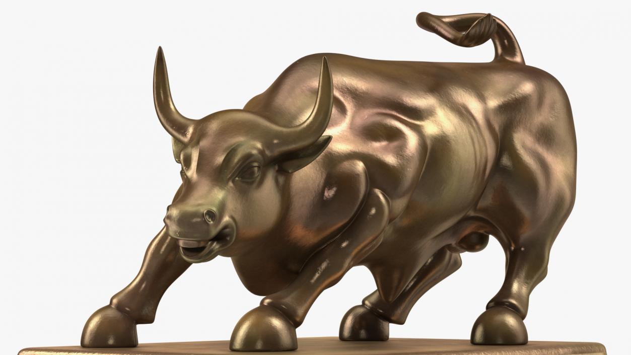 3D Wall Street Bull on Pedestal model