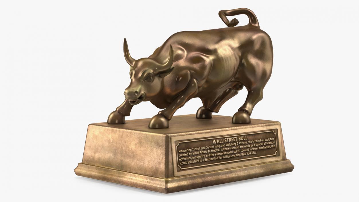 3D Wall Street Bull on Pedestal model